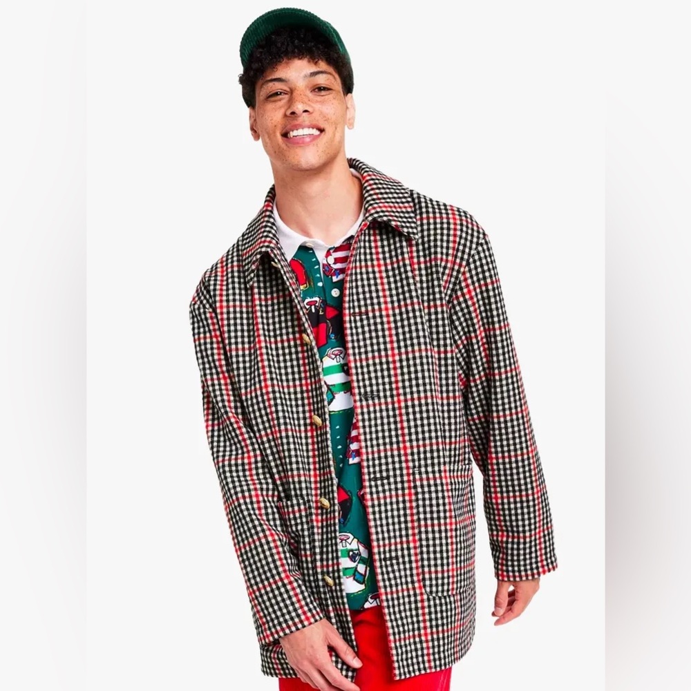 Rowing Blazers Black, White & Red Plaid Blazer